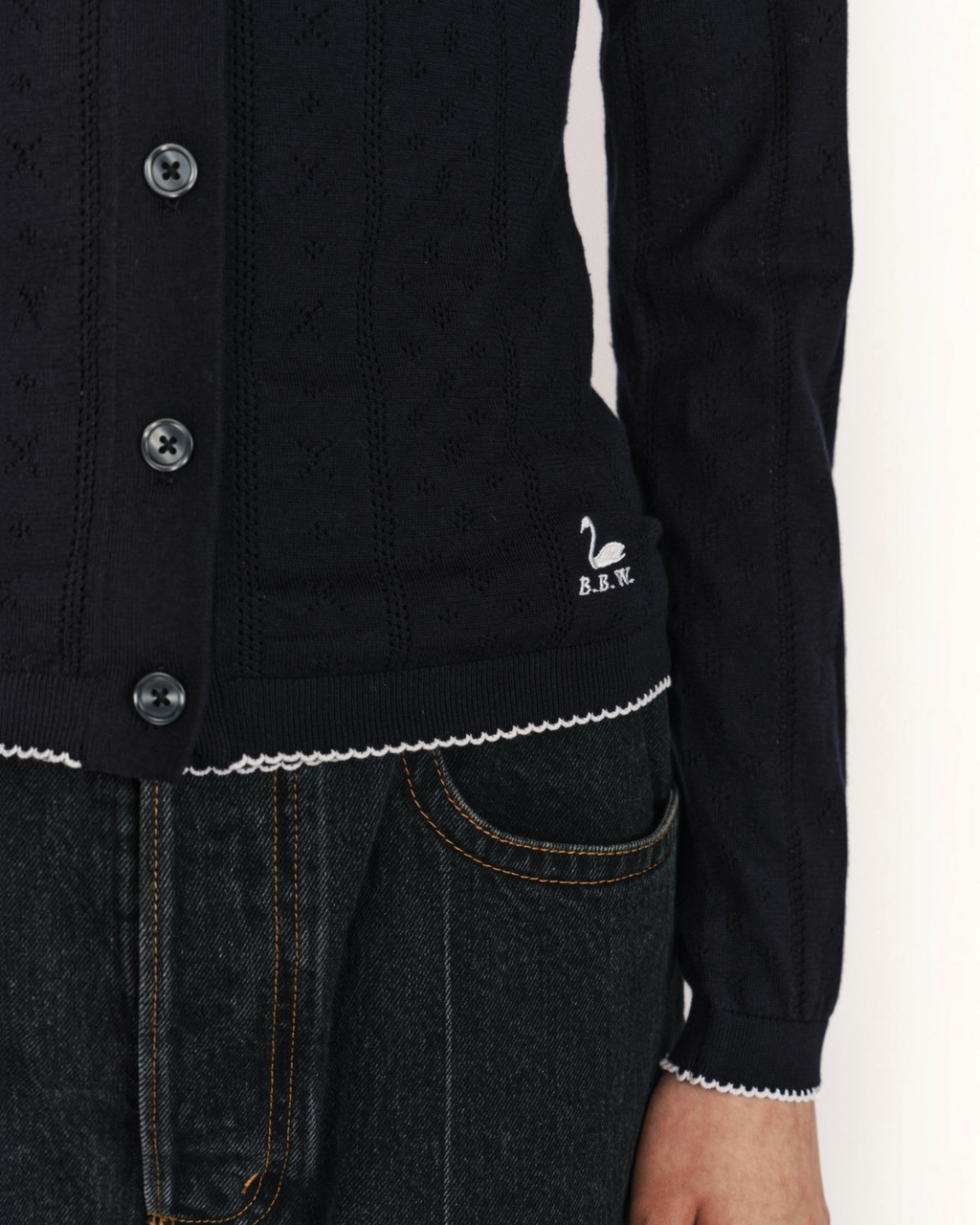 BB Wallace - Cardigan Prince - Marine et blanc