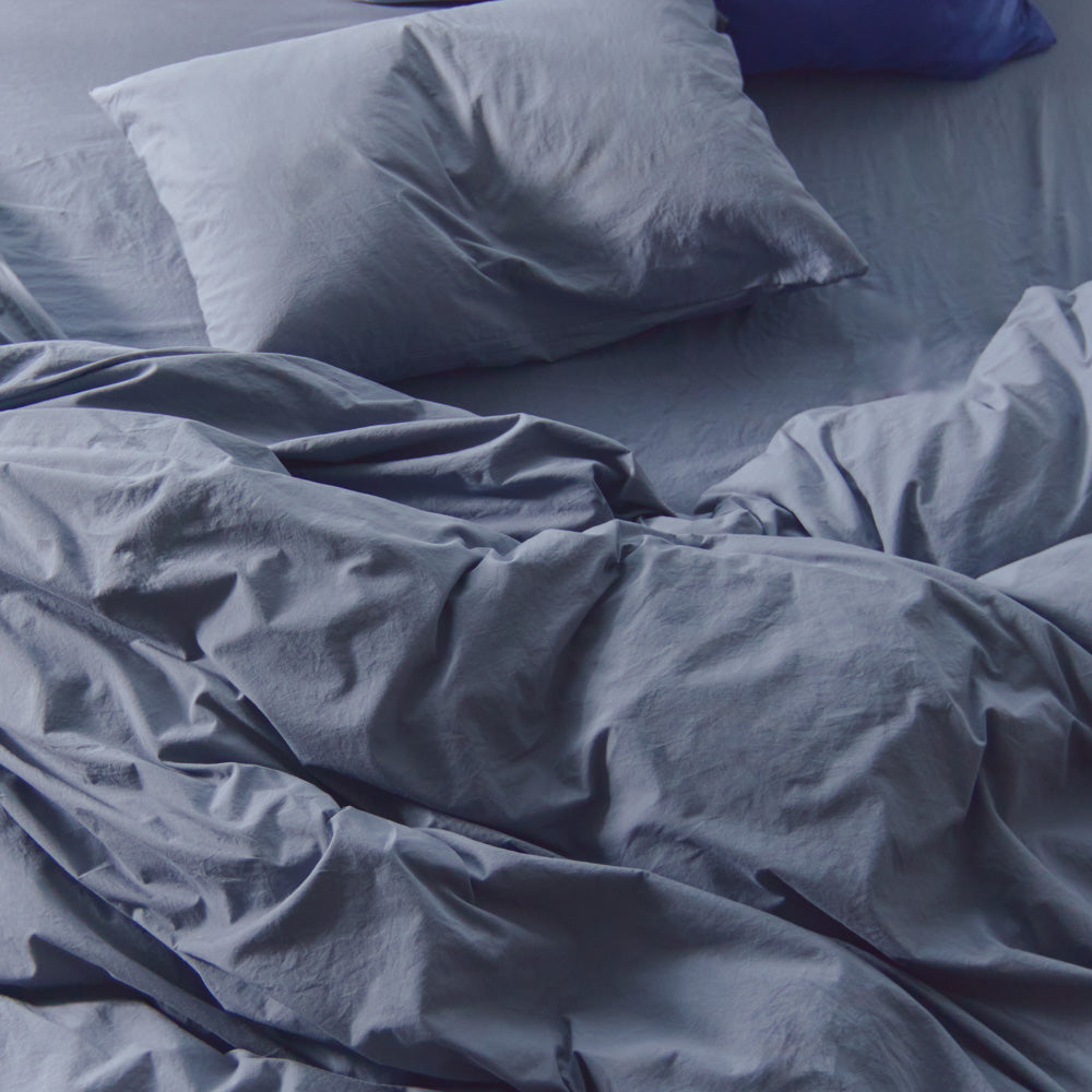 Cotton percale duvet cover - Mist Grey