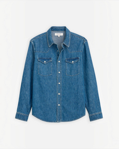 Chemise en denim de coton Merci Paris Alex Mill Jackson Pocket avec délavage vintage et boutons-pression