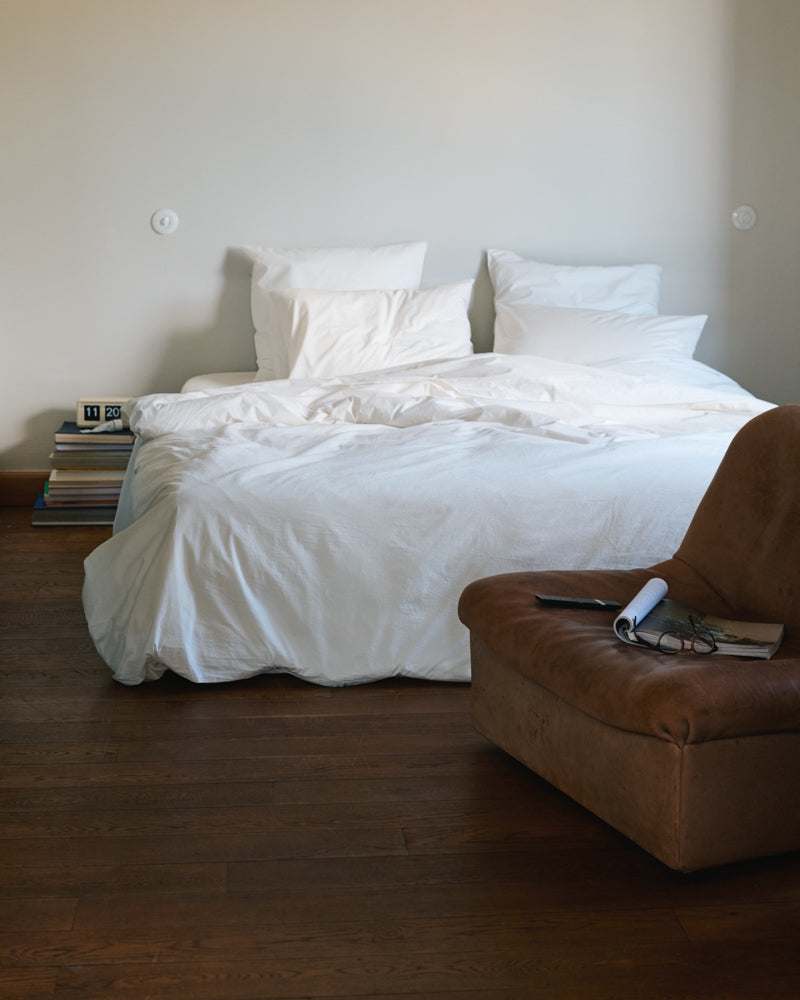 Merci - Parure en percale de coton - Blanc Craie — lit complet