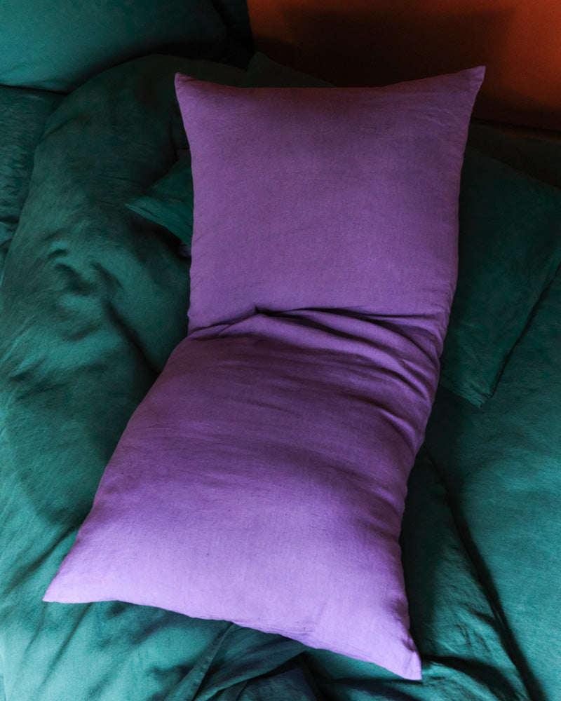 Merci - Coussin Rectangle En Lin Lavé - Violet Orage