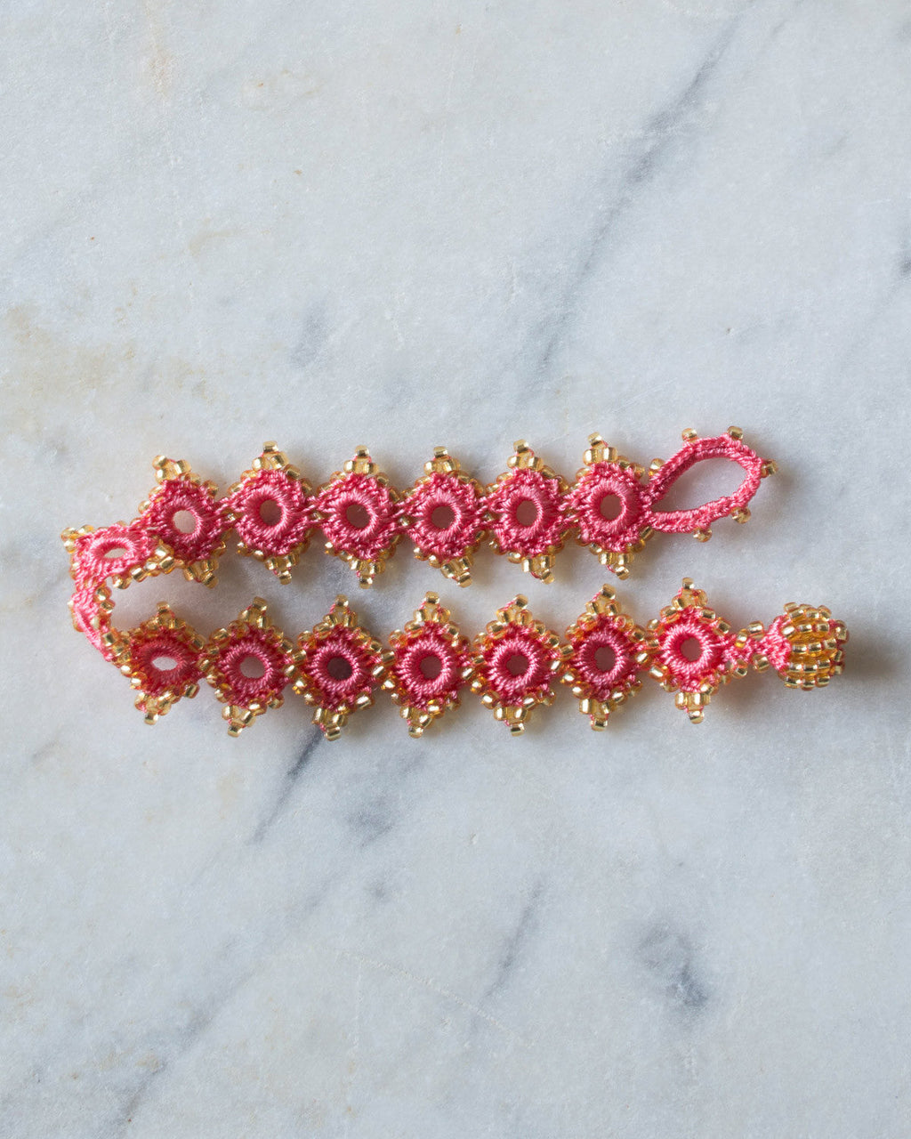 Ottomania - Daisy Crochet Bracelet - Pink & Gold