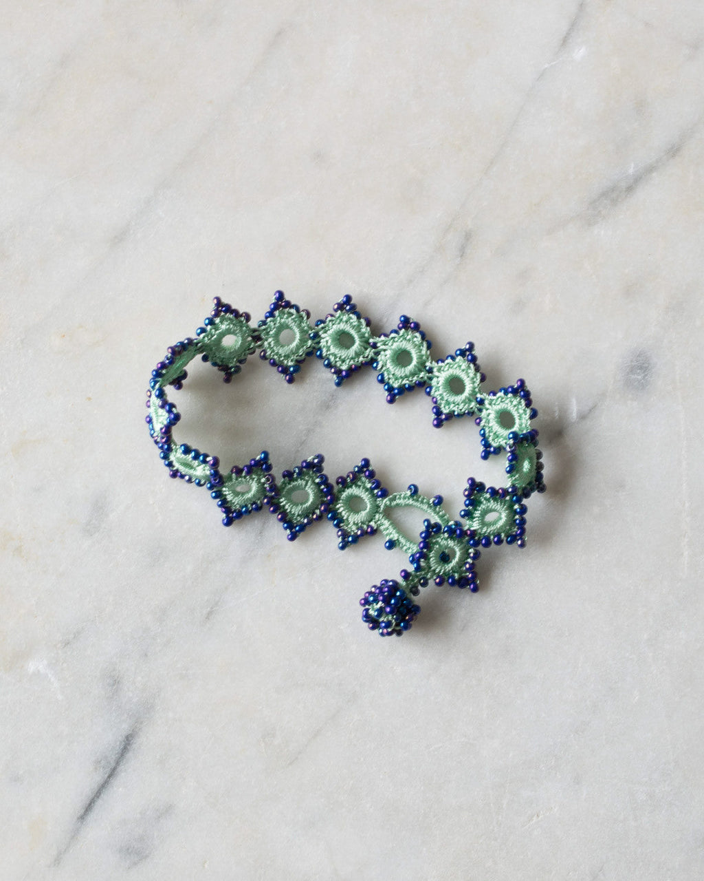 Ottomania - Bracelet Crochet Daisy - Vert & Bleu