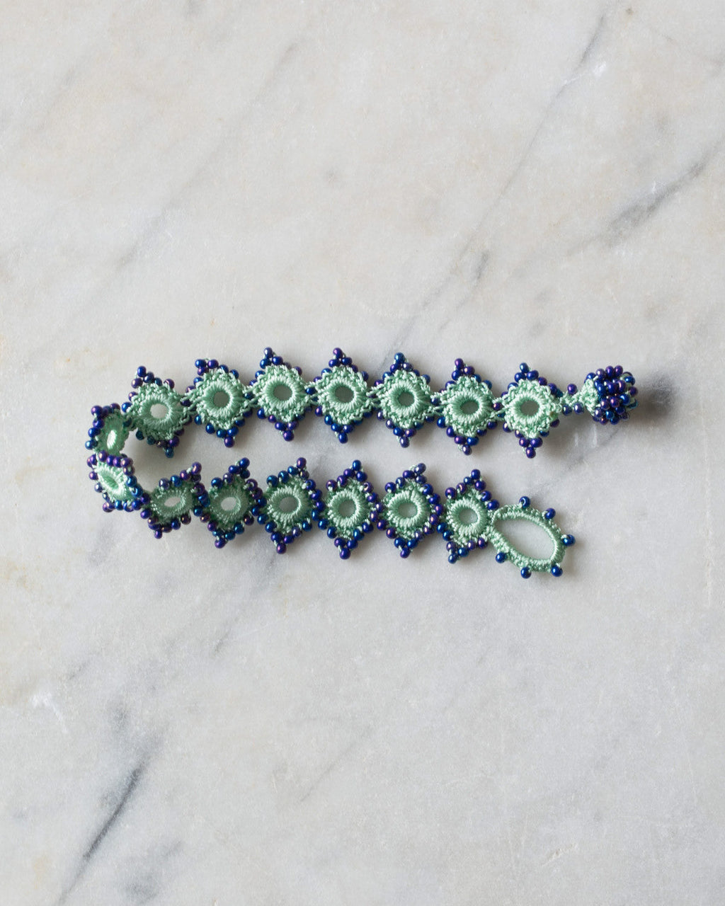Ottomania - Bracelet Crochet Daisy - Vert & Bleu