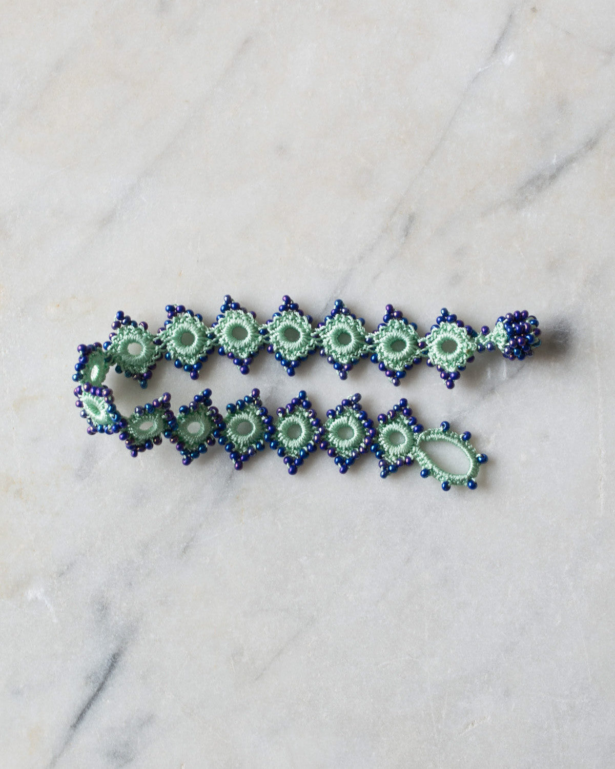 Ottomania - Bracelet Crochet Daisy - Vert & Bleu