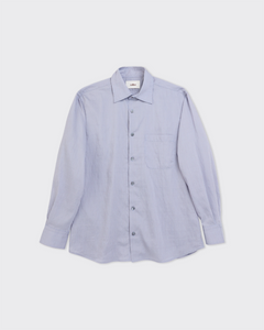 Chemise Merci Paris Colbo Pen à fines rayures bleues, coupe ample en mélange de lyocell et polyamide.