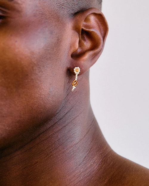 Pura Utz - Mixed Flor Earrings - Brown