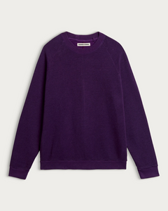 Sweat-shirt Homecore Terry couleur raisin avec manches raglan et bordures côtelées, vue de face sur fond neutre