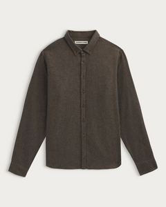 Chemise Merci Paris Homecore Tokyo Alaska en flanelle de coton kaki foncé avec col boutonné et boutons en corne