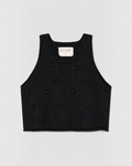 Pull sans manches Merci Paris ELEPH en laine et alpaga noir avec texture popcorn en relief et coupe courte boxy