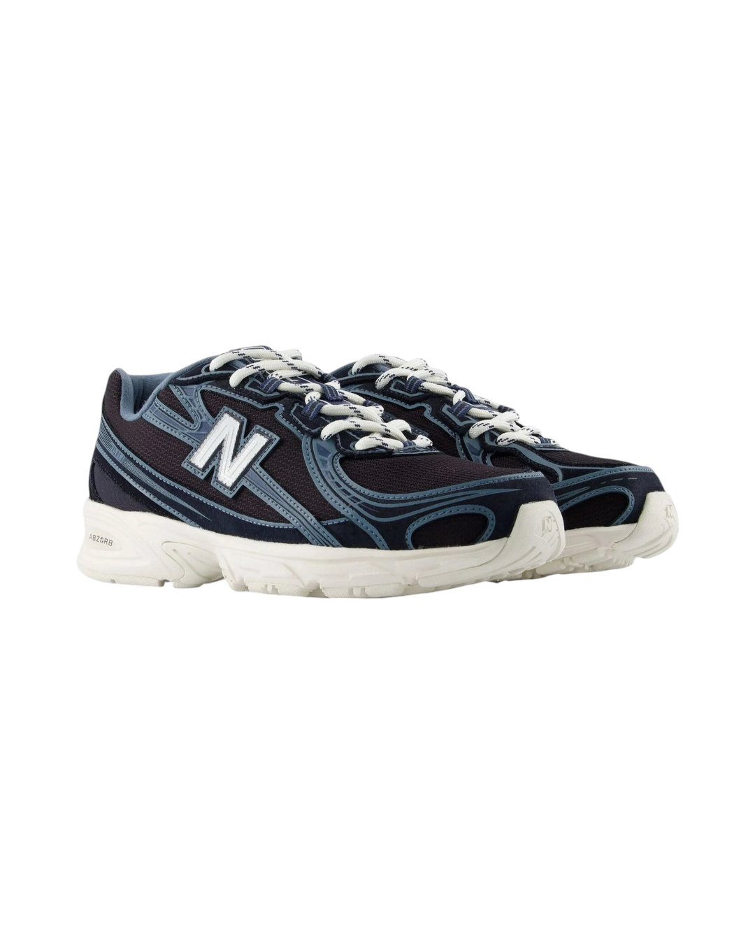 Baskets Merci Paris New Balance 740 en mesh bleu marine et blanc cassé avec amorti ABZORB et style rétro années 2000