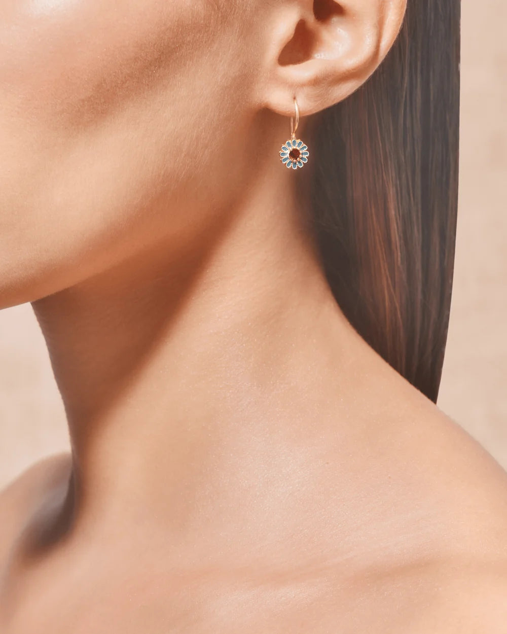 Tityaravy - Boucles d'oreilles Bo Sai - Grenat Bleue