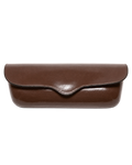 Étui à lunettes Merci Paris par Il Bussetto en cuir marron foncé à tannage végétal avec fermeture magnétique