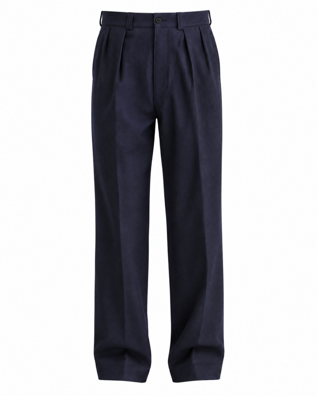 Pantalon Merci Paris Coherence Nicolas bleu marine en sergé de laine avec coupe ample, taille haute et doubles plis