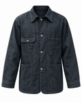 Veste de travail Merci Paris Coherence Jackson bleu marine en mélange lin et coton avec poches plaquées