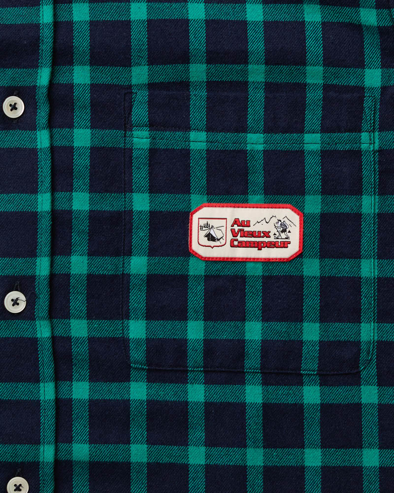 Au Vieux Campeur - Paid Holidays - Elmer Flannel Shirt - Navy & Water Green
