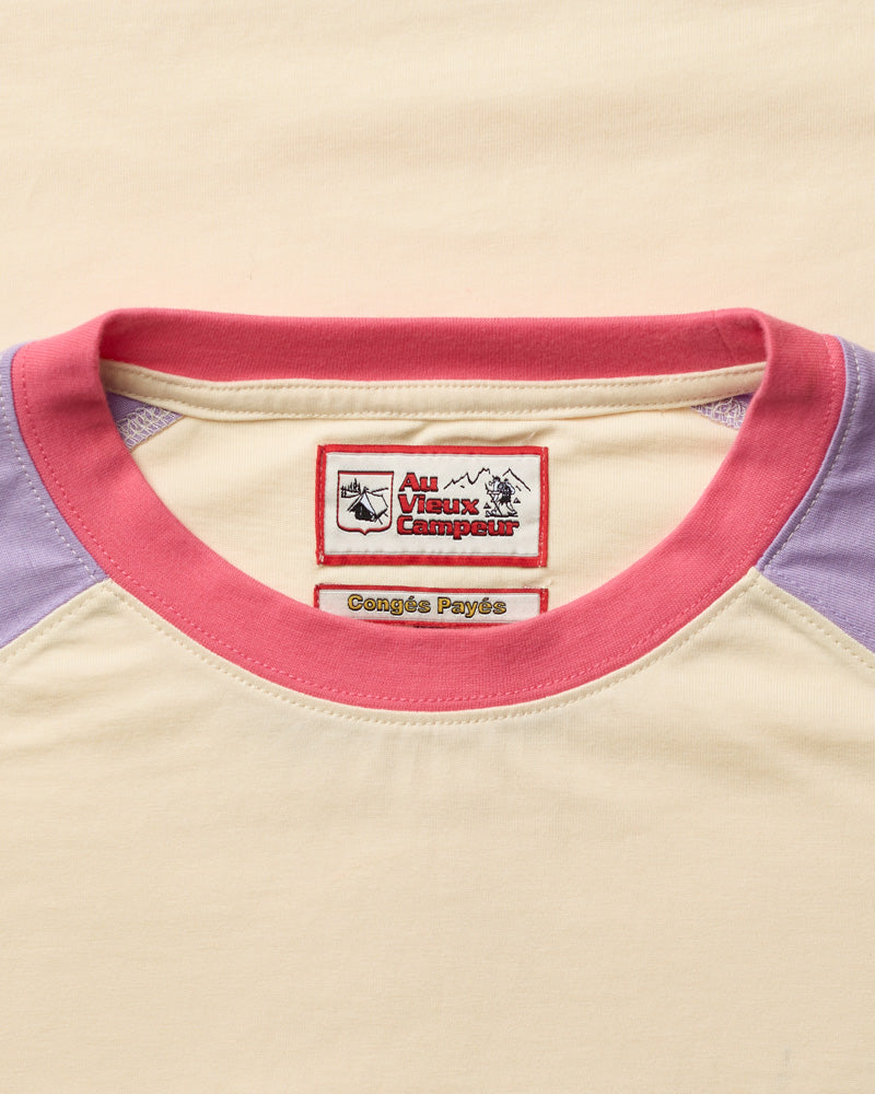 Au Vieux Campeur - Paid Holidays - Jace T-shirt - Ecru Violet & Rose