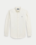 Chemise Merci Paris Ralph Lauren en velours côtelé crème avec col boutonné et logo brodé sur la poitrine