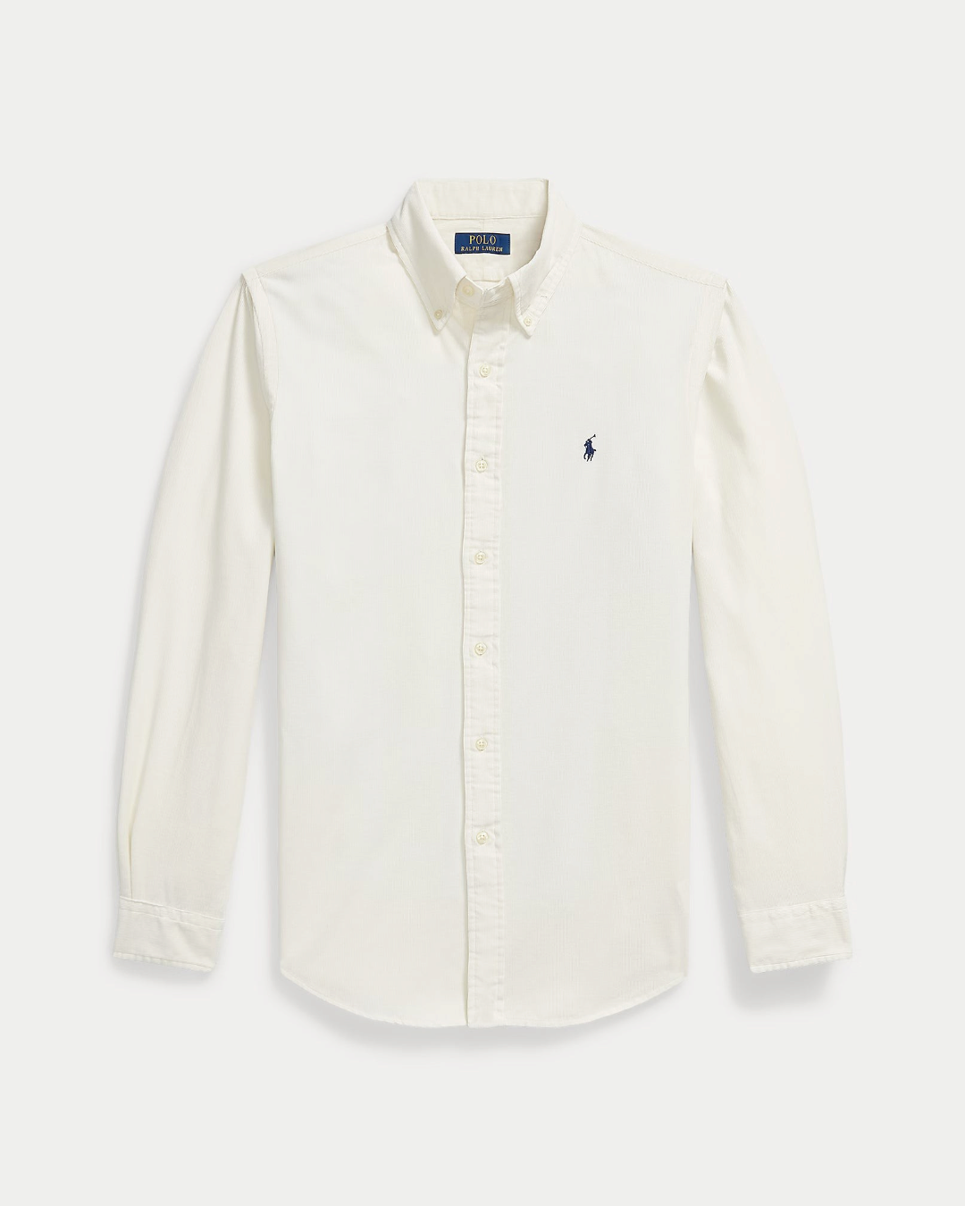 Chemise Merci Paris Ralph Lauren en velours côtelé crème avec col boutonné et logo brodé sur la poitrine